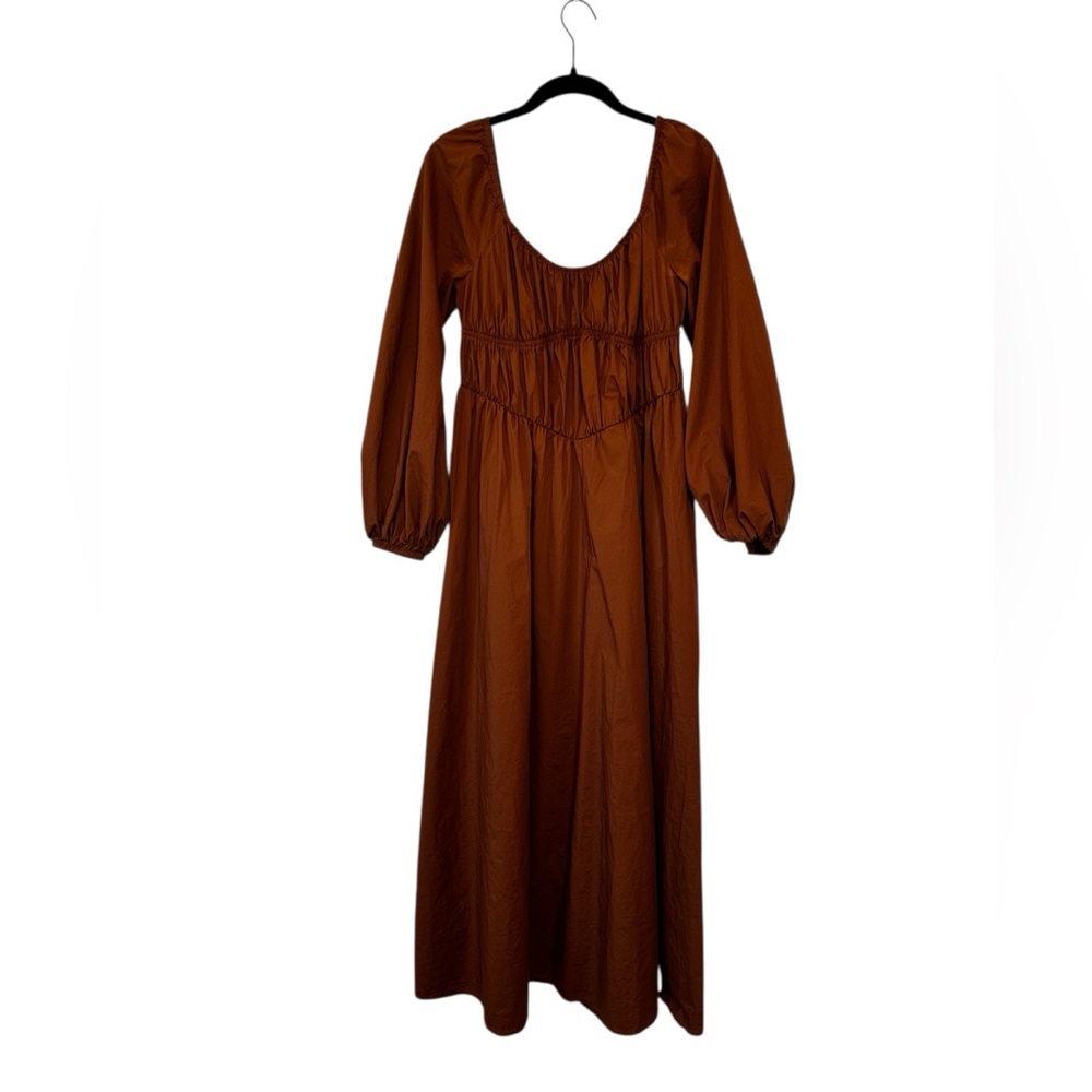 STAUD Empire Waist Midi Dress Balloon Sleeve Boho Cottage Milkmaid Size 4